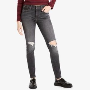 Levi’s 721 High-rise Ripped Skinny Jeans In Bandit Black